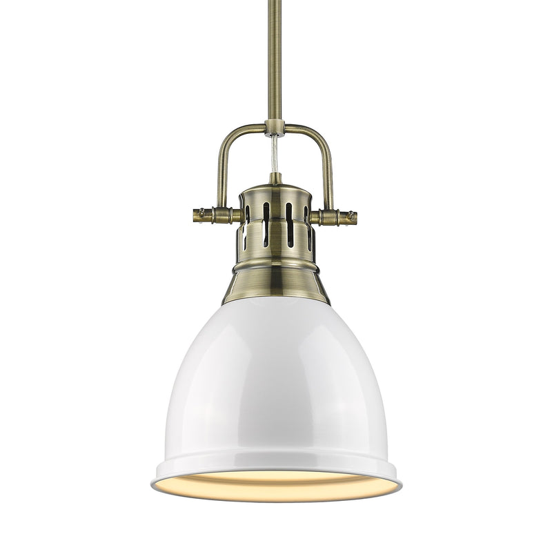 Duncan 9" Rod Hung Mini Pendant in Aged Brass