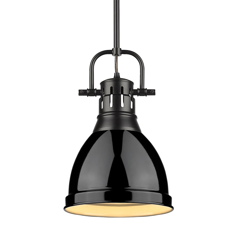 Duncan 9" Rod Hung Mini Pendant in Matte Black