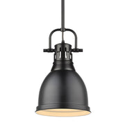 Duncan 9" Rod Hung Mini Pendant in Matte Black