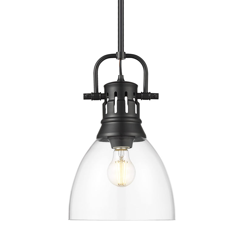 Duncan 9" Rod Hung Mini Pendant in Matte Black