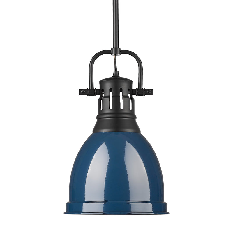 Duncan 9" Rod Hung Mini Pendant in Matte Black