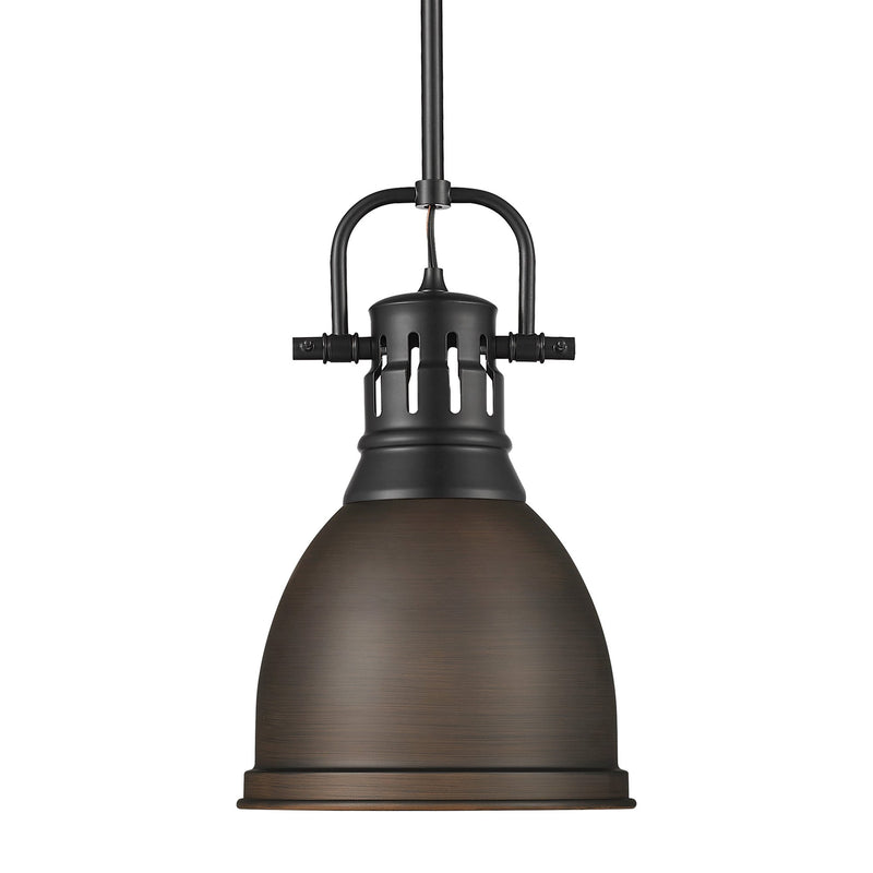 Duncan 9" Rod Hung Mini Pendant in Matte Black