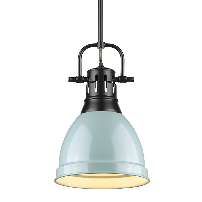 Duncan 9" Rod Hung Mini Pendant in Matte Black