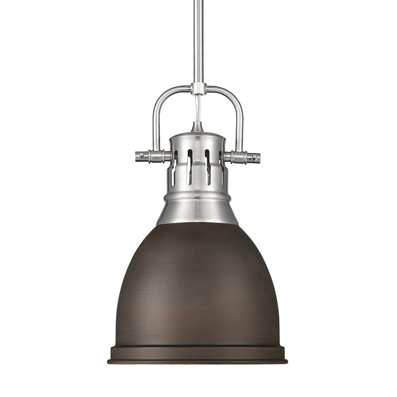 Duncan 9" Rod Hung Mini Pendant in Pewter