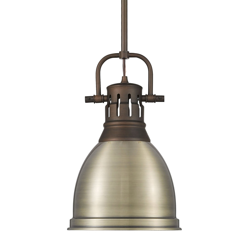Duncan 9" Rod Hung Mini Pendant in Rubbed Bronze