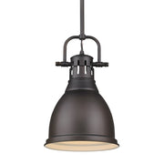 Duncan 9" Rod Hung Mini Pendant in Rubbed Bronze