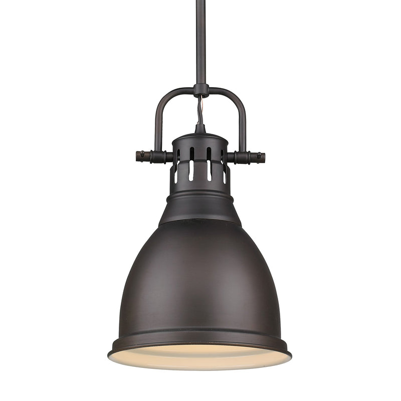 Duncan 9" Rod Hung Mini Pendant in Rubbed Bronze