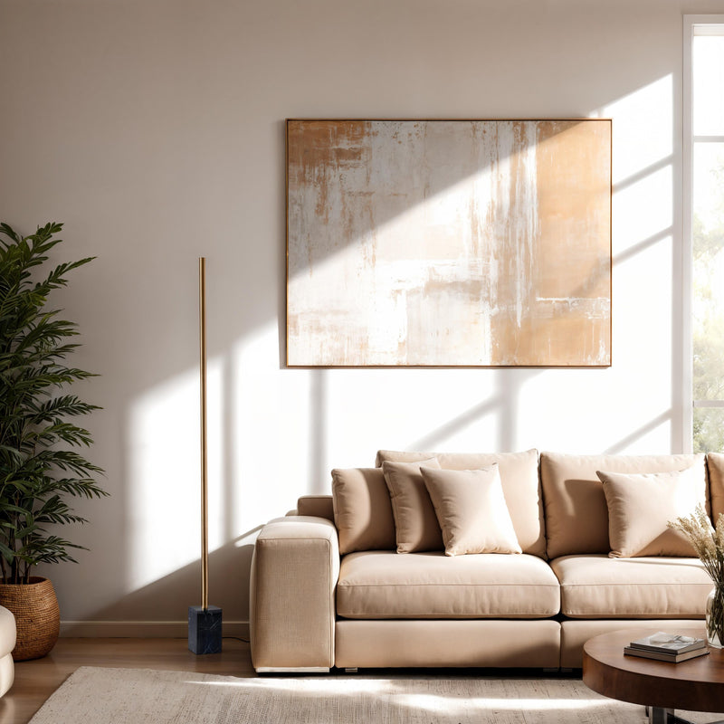 Felix LED Torchiere Floor Lamp in Antique Brass/Black Marble