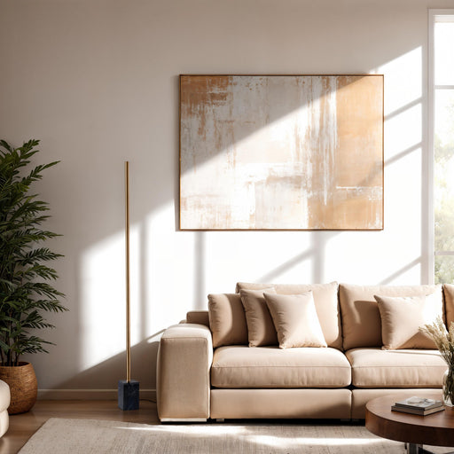 Felix LED Torchiere Floor Lamp in Antique Brass/Black Marble
