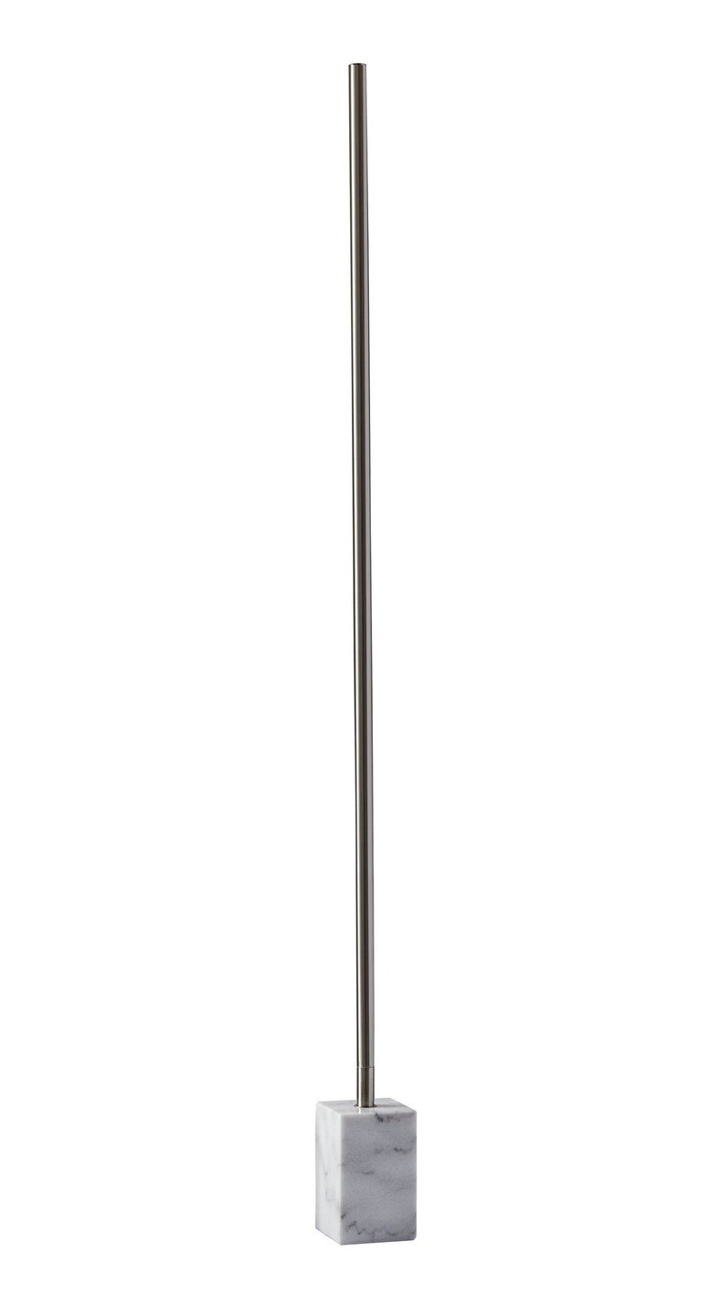 Felix LED Torchiere Floor Lamp in Brushed Steel/White Marble