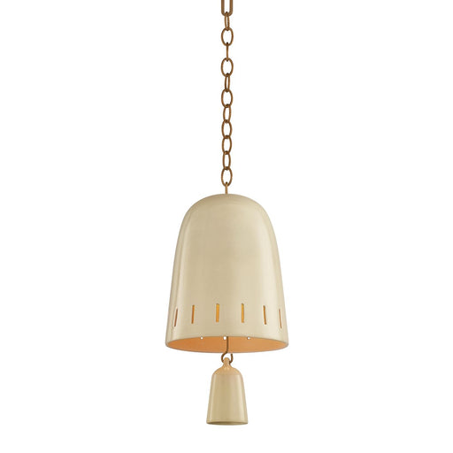 Omi Small Pendant in Patina Brass / Ceramic Ivory Crackle
