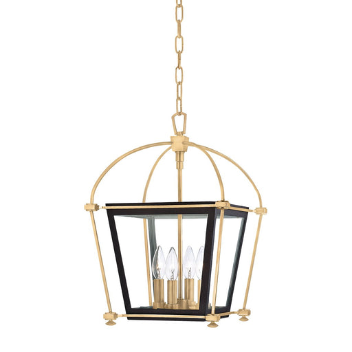 Hollis 4-Light Small Lantern Chandelier in Aged Brass