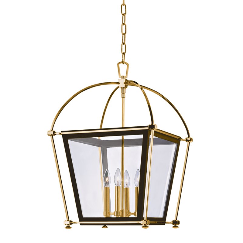 Hollis 4-Light Large Lantern Chandelier in Aged Brass