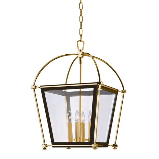 Hollis 4-Light Large Lantern Chandelier in Aged Brass