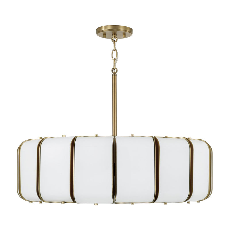 Marcell Large Drum Pendant in Aged Brass