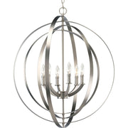 Equinox 6-Light Foyer Chandelier in Burnished Silver