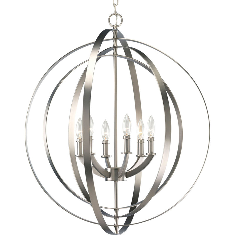 Equinox 6-Light Foyer Chandelier in Burnished Silver