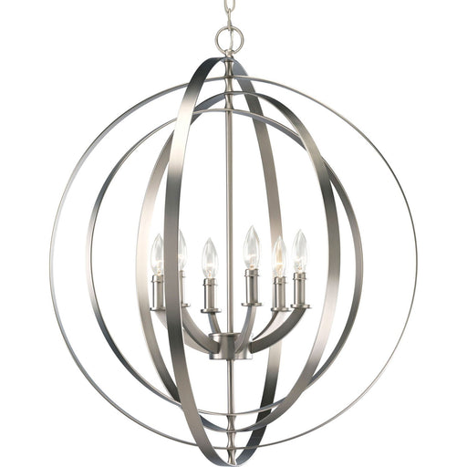 Equinox 6-Light Foyer Chandelier in Burnished Silver