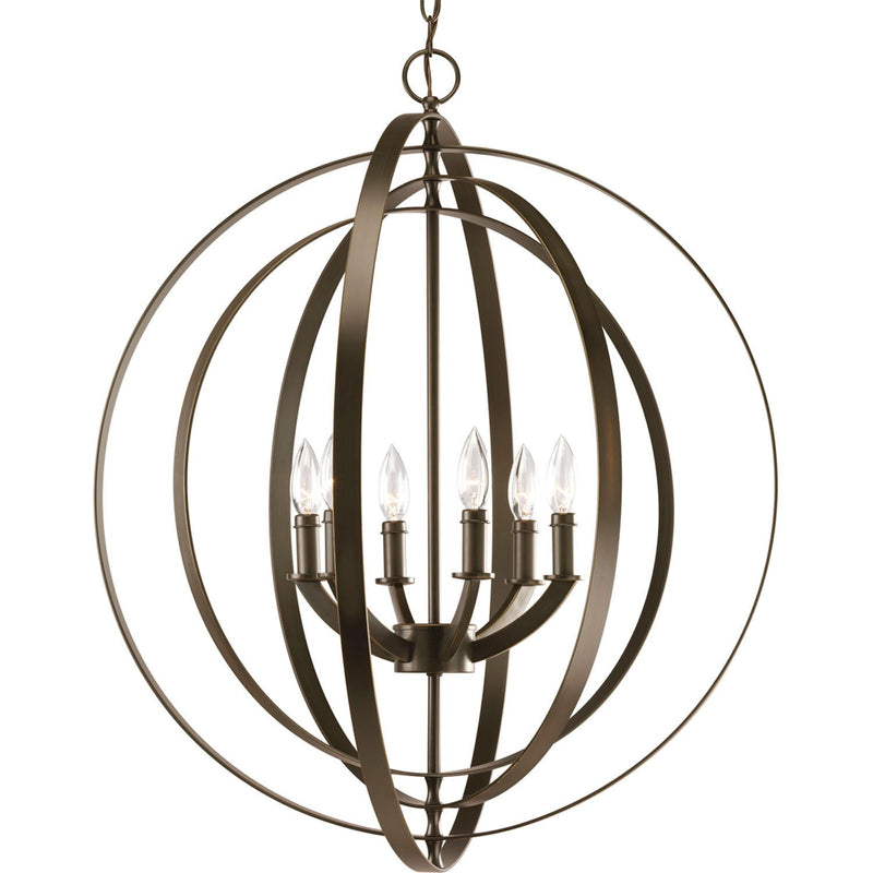 Equinox 6-Light Foyer Chandelier in Antique Bronze