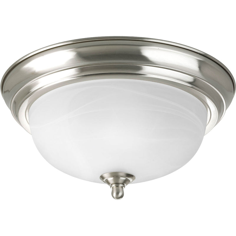 Dome Glass - Alabaster One Light Flush Mount in Brushed Nickel