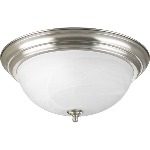 Dome Glass 3-Light Alabaster Flush Mount in Brushed Nickel