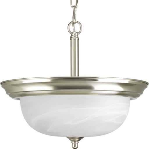 Dome Glass - Alabaster Two Light Semi-Flush Mount in Brushed Nickel