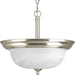 Dome Glass - Alabaster Two Light Semi-Flush Mount in Brushed Nickel