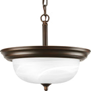 Dome Glass 2-Light Convertible Pendant in Antique Bronze