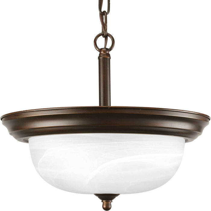 Dome Glass - Alabaster Two Light Semi-Flush Mount in Antique Bronze