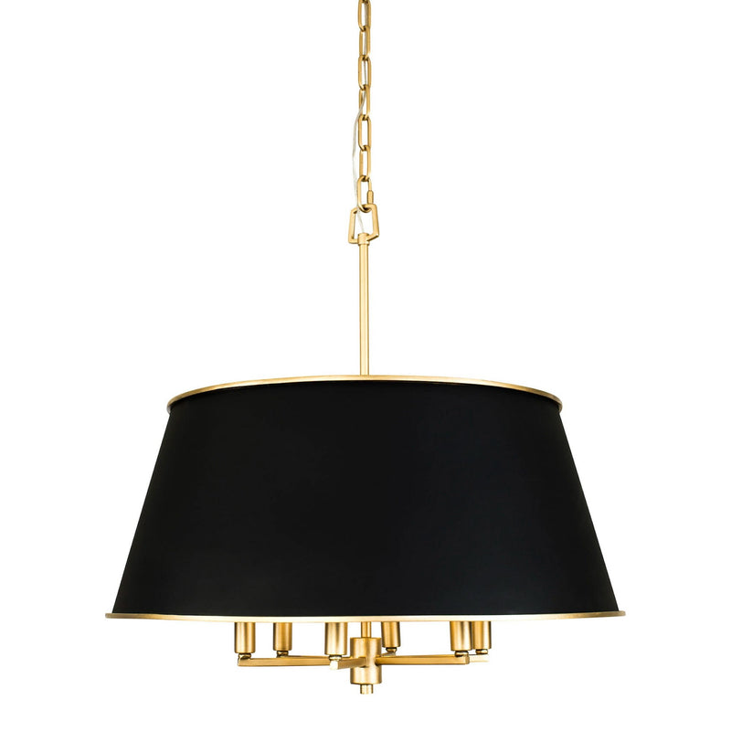 Coco 6-Light 24" Pendant in Matte Black/French Gold