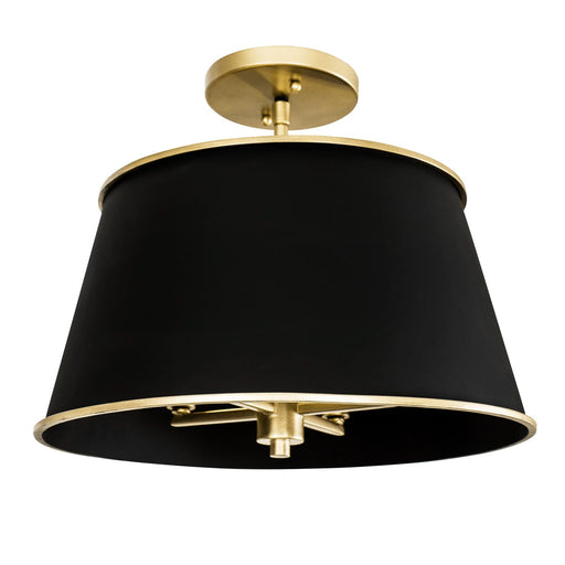 Coco 4-Light 16" Semi-Flush Mount in Matte Black/French Gold