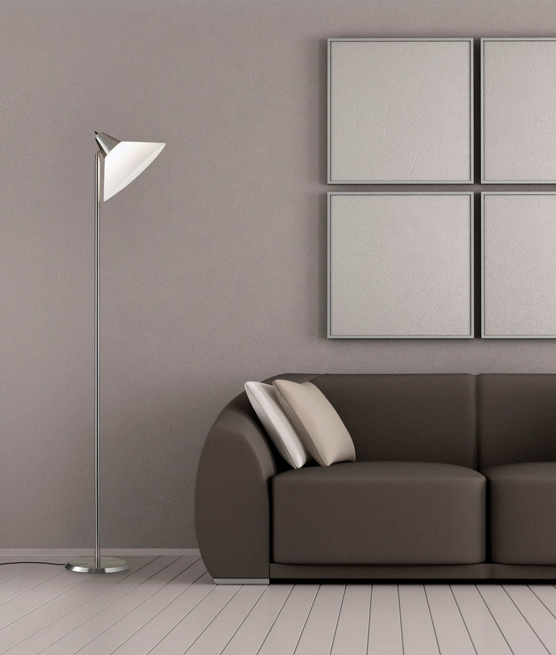 Swivel Torchiere Floor Lamp in Brushed Steel