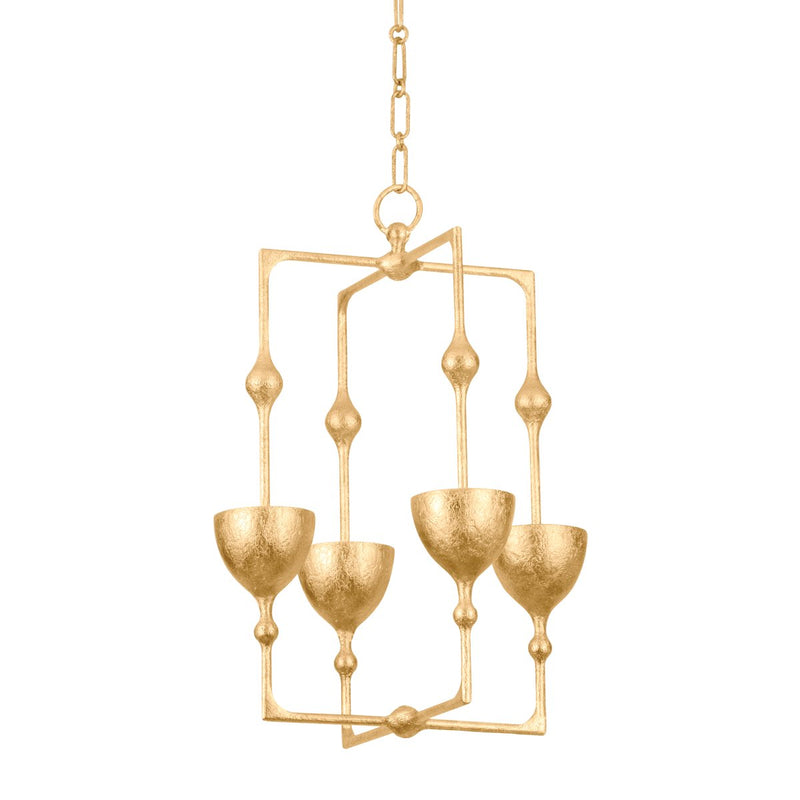 Antalya 4-Light Small Chandelier in Vintage Gold Leaf