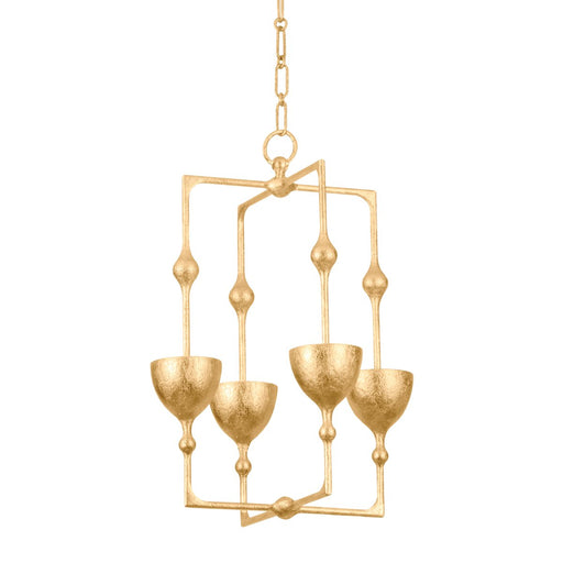 Antalya 4-Light Small Chandelier in Vintage Gold Leaf