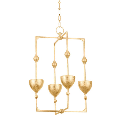 Antalya 4-Light Large Chandelier in Vintage Gold Leaf