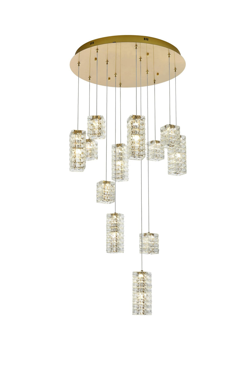 Aston 28" 12-Light Pendant in Satin Gold