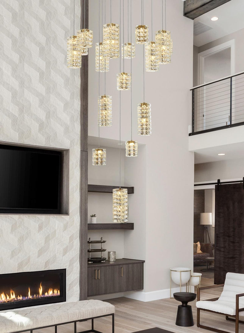 Aston 32" 16-Light Pendant in Satin Gold