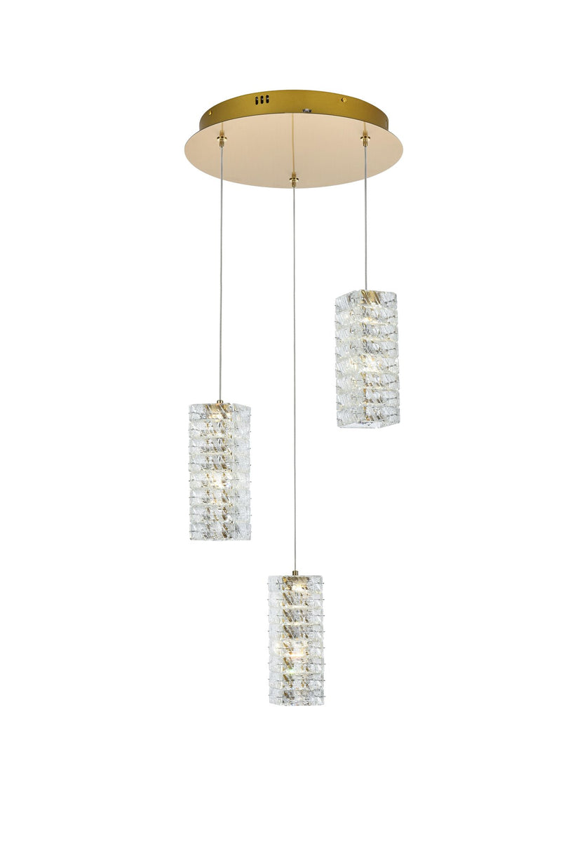 Aston 16" 3-Light Pendant in Satin Gold