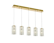Aston 40" 5-Light Linear Pendant in Satin Gold