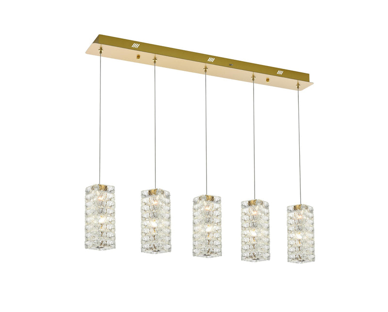 Aston 40" 5-Light Linear Pendant in Satin Gold