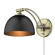 Rey Swing Arm Wall Lamp in Aged Brass