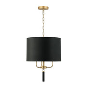Secret Agent 3-Light 18" Pendant in Painted Gold/Black Leather