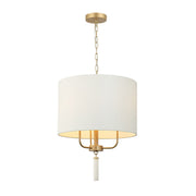 Secret Agent 3-Light 18" Pendant in Painted Gold/White Leather