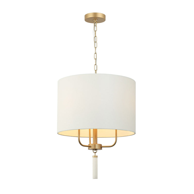 Secret Agent 3-Light 18" Pendant in Painted Gold/White Leather
