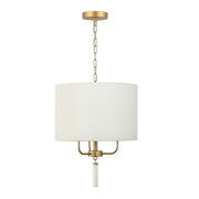 Secret Agent 3-Light 18" Pendant in Painted Gold/White Leather