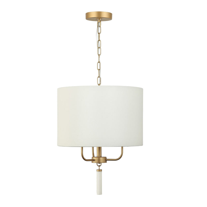 Secret Agent 3-Light 18" Pendant in Painted Gold/White Leather