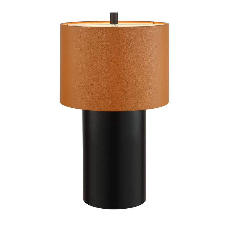 Secret Agent 28" Table Lamp in Black/Camel Leather