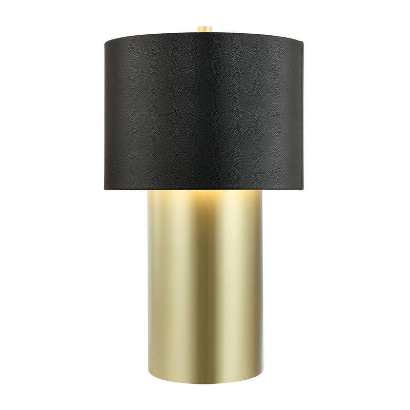 Secret Agent 28" Table Lamp in Painted Gold/Black Leather