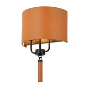 Secret Agent 2-Light 18" Wall Sconce in Black/Camel Leather