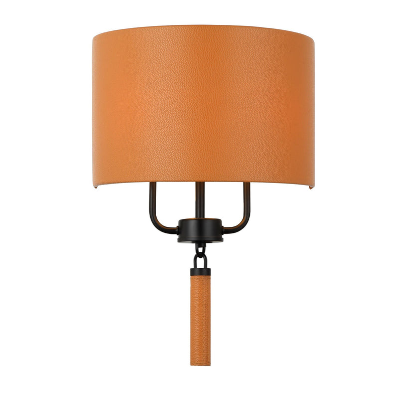 Secret Agent 2-Light 18" Wall Sconce in Black/Camel Leather